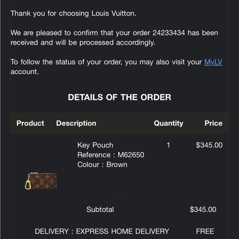 LOUIS VUITTON Monogram Key Pouch Zip Wallet Cles - AUTHENTIC - Picture 4 of 4